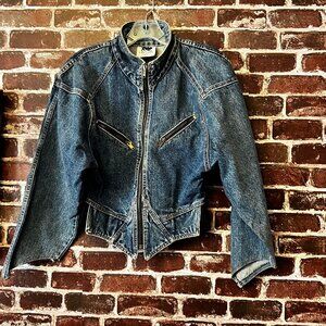 Vintage Santana Cropped Denim Moto Jacket
